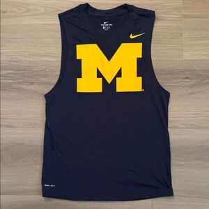 Nike Navy Tank Top with Maize M and Swoosh